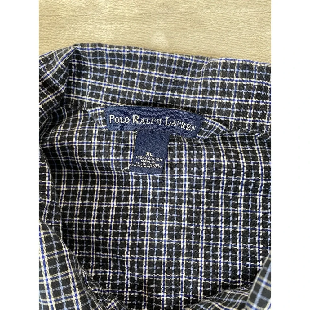 Polo Ralph Lauren Shirt Mens XL Blue White Plaid 100% Cotton Twill Pajama‎ Top